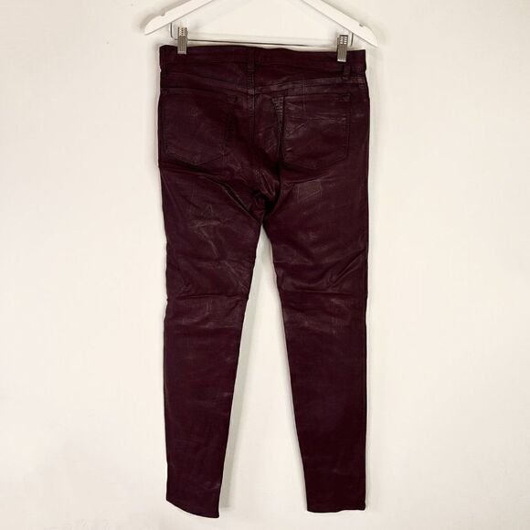 J Brand Burgundy Coated Denim Super Skinny Jeans - Picture 3 of 9